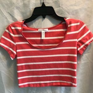 Pink Striped Crop Top